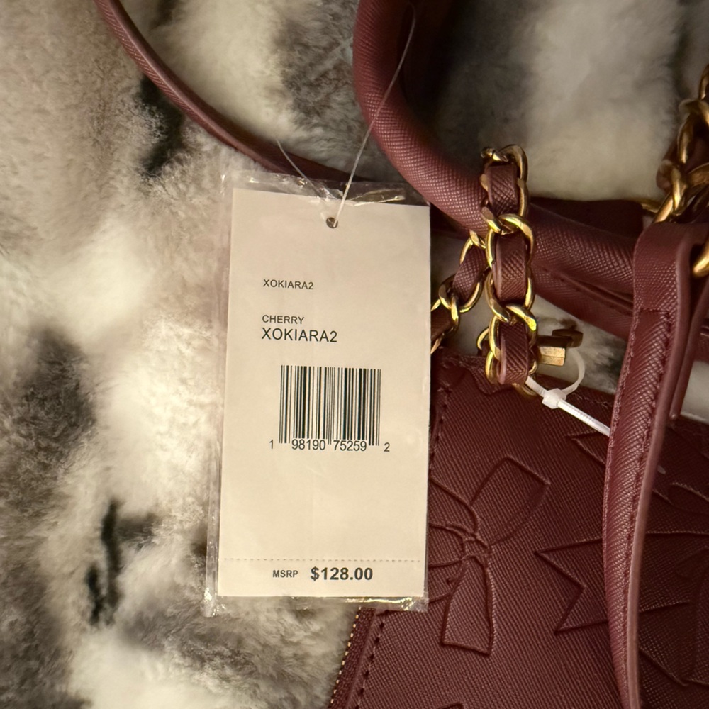 Betsey Johnson Burgundy Embossed Bow Tote - Picture 3 of 8